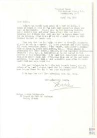 Carta dirigida a Aniela Rubinstein. Washington, 28-04-1955