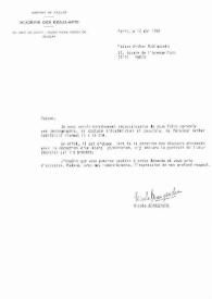 Carta dirigida a Aniela Rubinstein. París (Francia), 12-05-1987