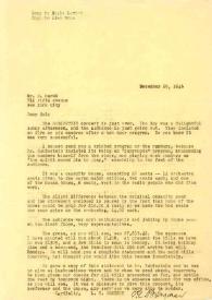 Carta dirigida a Sol Hurok, 29-12-1946