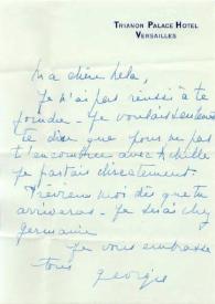 Carta dirigida a Aniela Rubinstein. Versalles