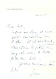 Carta dirigida a Aniela Rubinstein. París (Francia)