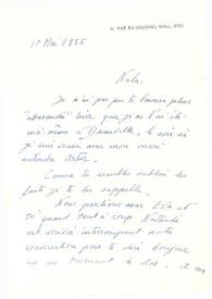 Carta dirigida a Aniela Rubinstein. París (Francia), 10-05-1955