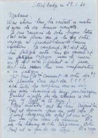 Carta dirigida a Aniela Rubinstein. Stockbridge (Massachusetts), 29-01-1940
