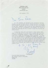 Carta dirigida a Arthur Rubinstein. Hants (Inglaterra), 21-01-1968