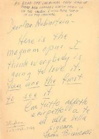 Carta dirigida a Arthur Rubinstein