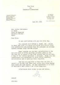 Carta dirigida a Aniela Rubinstein. Nueva York, 27-06-1973