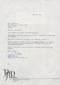 Carta dirigida a Aniela Rubinstein. Nueva York, 15-05-1987