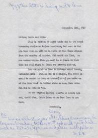 Carta dirigida a Aniela y Arthur Rubinstein. Chicago (Illinois), 12-09-1957