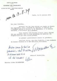 Carta dirigida a Arthur Rubinstein. París (Francia), 23-07-1979