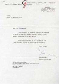 Carta dirigida a Arthur Rubinstein. París (Francia), 10-02-1975