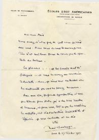 Carta dirigida a Aniela y Arthur Rubinstein. Fontainebleau (Francia), 27-07-1957