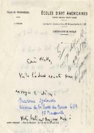Carta dirigida a Aniela Rubinstein. Fontainebleau (Francia), 17-02-1973