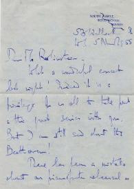 Carta dirigida a Arthur Rubinstein. Londres (Inglaterra), 05-11-1955