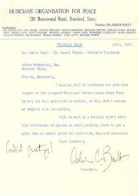 Carta dirigida a Arthur Rubinstein. Romford, Essex (Inglaterra)