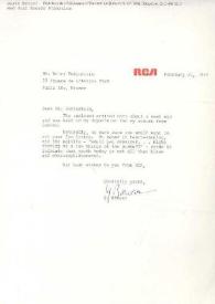 Carta dirigida a Arthur Rubinstein. Nueva York, 22-02-1973