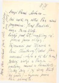 Carta dirigida a Arthur Rubinstein. Varsovia (Polonia), 08-03-1960