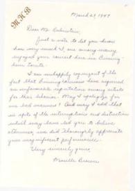 Carta dirigida a Arthur Rubinstein. Birmingham (Alabama), 29-03-1947