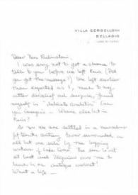 Carta dirigida a Aniela Rubinstein. Bellaggio (Lombardia), 14-06-1963