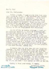 Carta dirigida a Arthur Rubinstein. Houston (Texas), 08-05-1957