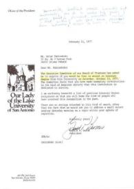 Carta dirigida a Arthur Rubinstein. San Antonio (Texas), 11-02-1977