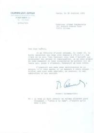 Carta dirigida a Arthur Rubinstein. París (Francia), 30-07-1969