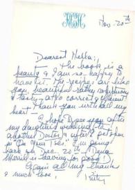 Carta dirigida a Aniela Rubinstein. Nueva York, 20-11-1983