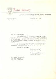 Carta dirigida a Arthur Rubinstein. Boston (Massachusetts), 17-11-1961
