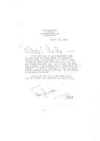 Carta dirigida a Aniela Rubinstein. Filadelfia (Pensilvania), 13-04-1959