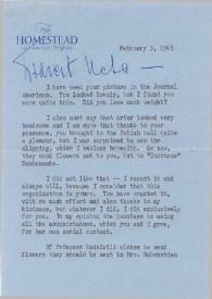 Carta dirigida a Aniela Rubinstein. Hot Springs (Virginia), 03-02-1965