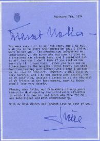 Carta dirigida a Aniela Rubinstein, 07-02-1974