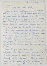 Carta dirigida a Aniela Rubinstein. Saint -Tropez (Suiza), 13-10-1968