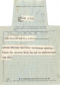 Telegrama dirigido a Arthur Rubinstein. Roma (Italia), 22-05-1971