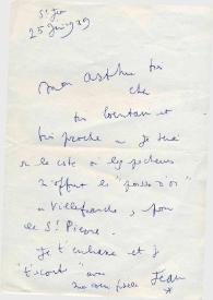 Carta dirigida a Arthur Rubinstein. Saint Jean (Francia), 25-06-1959