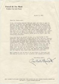 Carta dirigida a Arthur Rubinstein. Bolzano (Italia), 05-08-1961