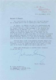 Carta dirigida a Arthur Rubinstein. Londres (Inglaterra), 11-09-1973