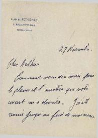 Tarjeta dirigida a Arthur Rubinstein. París (Francia)