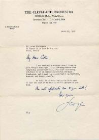 Carta dirigida a Arthur Rubinstein. Cleveland (Ohio) , 15-03-1960