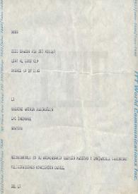 Telegrama dirigido a Arthur Rubinstein. Madrid (España)