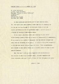 Carta dirigida a Arthur Rubinstein. Nueva York, 11-03-1976
