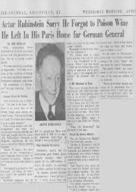Artur (Arthur) Rubinstein sorry he Forgot to poison wine he left In His Paris home for german general