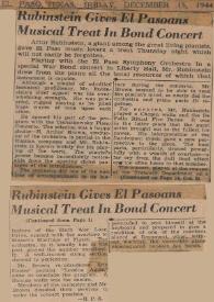 Rubinstein Gives El Pasoans Musical Treat In Bond Concert