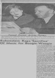 Rubenstein (Rubinstein) Raps 'Sacrifice' of Music For Boogie - Woogie