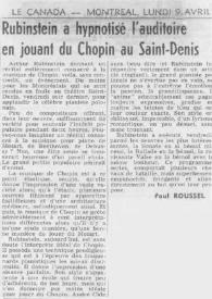Rubinstein a hypnotisé l'auditoire en jouant du Chopin au Saint-Denis