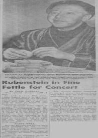 Rubenstein (Rubinstein) in Fine Fettle For Concert