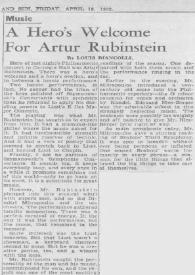 A Hero's Welcome For Artur (Arthur) Rubinstein