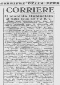 Il pianista Rubinstein al Teatro Lirico per l'A R. C.