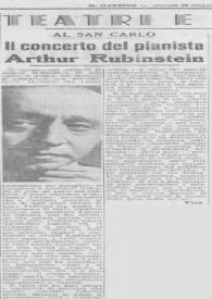 Al San Carlo : Il concerto del pianista Arthur Rubinstein