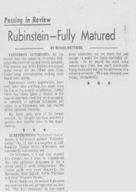 Rubinstein - fully matured
