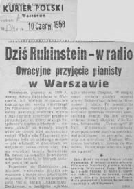 Dzis Rubinstein-w radio :  Owacyjne przyjecie pianisty w Warszawie