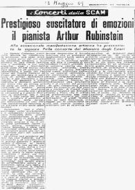 Prestigioso susciatore di emozioni il pianista Arthur Rubinstein